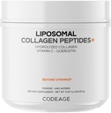 编码 Liposomal Collagen Peptides Powder + Vitamin C & Quercetin, Phospolipid Complex, Grass-Fed Pasture-Raized Hydrolyzed Collagen I & III 型全合一,非GMO, 14.97 oz