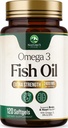 Omega 3 鱼油 2400 mg 补充,可持续来源,三强 Omega-3 补充软胶,脑健康支持,EPA & DHA 鱼油脂肪酸补充,Gluten & GMO Free,120 Softgel