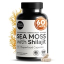大西洋自然海 Moss和Shilajit Capsules – 5-in-1 Seamos Shilajit Combo 与 Bladderwrack, Burdock Root & Black Pepper – Sea Moss 吸收和生命补充 – 2705 mg – 60 Counter
