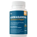 Tobias Ashwagandha Capsules博士,1300mg 有机 Ashwagandha 根提取器,与黑辣椒一起服务,使适应剂,能源和焦点补充剂,60个蔬菜Capsules