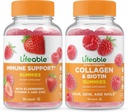 活性免疫支持 + Collagen & Biotin, Gummys Bundle - 大品尝, 维生素补充, Gluten Free, GMO Free, Chewable Gummy (英语:Gummy).
