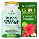 配有Hawthorn Berry、Hibiscus、Garlic & Vitamin B12-Nitric Oxide 的纯纯纯血压补充剂,用于正常心脏健康、循环健康和血压支持-180克特