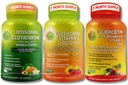 Daily Imune & Antioxidant Support Bundle – Liposomal Vitamin C 1100mg 液态Gel + Liposomal Gluutathione 500mg + 奎尔西丁与布罗梅兰,锌和全食品混合 – 非GMO,最大吸收