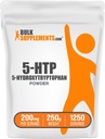 Bulk Assupports.com 5-HTP粉末 - 5-Hydroxytryptophan, 5-HTP 补编 - 5-HTP 200mg, Mood Support 补编 - Gluten Free, 200mg / service, 250g (8.8 oz) (Pack of 1).