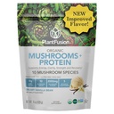 蛋白质粉 - 3 in 1 Vegan 蛋白质粉, 蘑菇补充剂, 适应物质补充剂 - 支持精神重点、豁免和恢复 - 香草 1lb