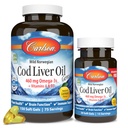 Carlson - Cod Liver Oil Gems, 460 mg Omega-3s, Plus Vitamins A和D3, Wild Caught 挪威北极鳕鱼, 可持续源头 北欧鱼类油囊,柠檬, 150 + 30 软胶
