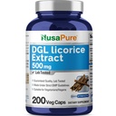 NusaPure DGL Licorice 提取500 mg 200 Veggie Capsules (Vegan,非GMO)