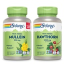 SOLARAY Mullein Leaf 330 mg和Hawthorn Berry Capsules 1050 mg - 为总体健康和健康提供草药支持包 - Vegan,非GMO,60天保障,实验室验证,200/180 Veg Caps