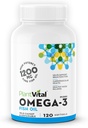 植株 Omega 3 鱼油盖 - 纯挪威 Omega 3 补充 - 三强 - 无鱼斑 - 分子分裂 - 支持认知,联合,眼睛,头发和心脏健康 - 120 计数