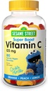Webber Naturals Sesame Street Vitamin C Gummys for Kids 2+,每Gummy125毫克维生素C,6个月供应,不含Gluten,奶制品,花生和Gelatin,Immune支持,180古米