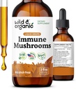 野生和有机Immune蘑菇 Tincure - 8-in-1 Mushrom Complex with Chaga, Turkey Tail, Lion's Mane, Reishi 提取 - Immune支持滴 - Vegan,糖和无酒精液体补充 - 2 fl oz