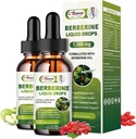 2 Pack Berberine 补充液滴,用于免疫系统与消化系统支持 - Premium Berberine HCL 1500mg 配纯锡兰桂 - 4 Fl Oz
