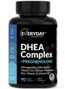 DHEA Micronized 200 mg 配有 Pregnenolone 100 mg 配有 Ashwagandha、DIM、Magnesium、Boron、Calcium、Zinc、维生素D3、C和B6 荷尔蒙支持的男女补充剂 - 在美国制造 90 Capsules