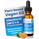Bold Botanica D3-K2-A,液态维生素复合物,Vegan D3来自有机藻类,含有维生素K2(MK7),A用于免疫支持,天然橙色Flavor,味道美味,1 FL OZ.(30mL)