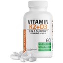 Bronson 维生素 K2 D3(MK7) 补充非GMO 公式 维生素 D3 5000IU(125 mcg) & 90 mcg K2 MK-7,易吞D&K Complex,60 Capsules