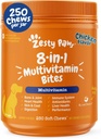 Zesty Paws Dog 多维他明,可嚼的狗维生素和Hip & Joints,Skin & Coat,Omega 3鱼油用于狗 - 老年和小狗 多维他明 - 鸡 - 250厘米