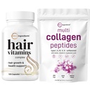 微粒成份 多种Collagen蛋白粉 2 磅 & 毛发维生素复合物 Capsules Bundle Pack → Grass-Fed Collagen Peptides → 14-in-1 高级毛发生长支持