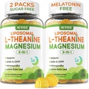 Liposomal L- Theanine 200mg 甘化镁 400mg Gummys with GABA, 5HTP, Apigenin, Vitamin B6 & D3, Ashwagandha, Lemon Balm Leaf, Melatonin 自由睡眠为放松Mood & Muscle, 2包