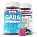 GABA Gummys 500 mg - 与L Theanine, 5-HTP,维生素D3, B12, Ashwagandha, Melastonin- Free for Brain Calm, Mood, Zzz Better, GABA 成人增购,蓝莓火焰, 1Pack