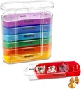 ABSOK 每周可堆叠药丸组织者,4 Times A Day Pill Organization Box Morning, Noon, Evening, and Bedtime,7 可堆叠比较