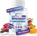 10in-1 抗氧化剂补充剂,1700MG 超强抗氧化剂,男女,强抗氧化剂有NAD,NMNH,Coq10,Resveratrol,细胞修复和减少自由激进损害,60 Capsules