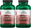Swanson Sunflower Lecithin - 促进健康脑功能的草药补充剂 - 支持心脏健康和健康脂平衡的自然公式 - (90软胶,每包1200mg) 2 Pack