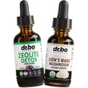 Zeolite Detox & Lions Mane Drops - 给有维生素B12 & D的儿童和成年人的Zeolite, Clinoptilote Gentle Body Daily Detox Cleanse - 有机狮子的Mane蘑菇液体 Drops for Focus, Fog, Brain