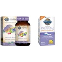生活花园 女性产前多维生素与维生素D3, B6, B12, C & Iron & Minami 天然产前 DHA Omega 3 鱼油补充剂 软胶,柠檬, 30 计数