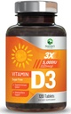 维生素D3 5000iu(125 mcg) 免疫健康支持 - Bone, Teeth, Muscle - 自然界的VIT D, Vegan, Gluten Free, Raspberry Flavor - 120 可切片
