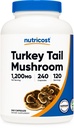 营养成本 土耳其 Tail Mushules 1200mg, 120名服务员(240名Capsules) - Gluten Free, 非GMO, 和蔬菜友好