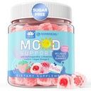 Ashwagandha Saffron Calm Gummys + Omega 3,L-Thenine & CoQ10 女性男性,自然平静 快乐放松 Gummys 成人,Mood支持 补充 Gummy,草莓Flavor,无糖,Vegan,60ct