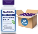 Natrol Mood阳性5-HTP 50mg 配L-Theanine,维生素B6,维生素B12和Folate,膳食补充帮助支持阳性Mood,50平板,25-50天供应(12包)