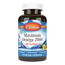 Carlson - 2000年最大Omega,2000毫克Omega-3脂肪酸,包括EPA和DHA,Wild-Caught,挪威鱼油补充品,可持续来源的鱼油盖,柠檬,60软胶