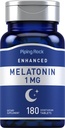 Piping Rock Melatonin 1 mg + 180 片 + 成人 + 蔬菜、无葡萄糖、非GMO