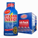 维生素能量 B12 11.1% 超强能量射击 Açaí Pomegranate 48 Pack, 260mg 天然咖啡因, B12 & B6, Nootropic Focus, Vitality, Zero Sugar, Gluten - Free, Vegan, Kosher, 1.93 fl oz