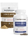 真正的蘑菇 D2、Cheladeld Zinc、Chaga、Reishi(120吨)和有机狮子的马内粉(60枚)-豁免和认知支持、改进吸收-Vegan、Gluten Free、非GMO
