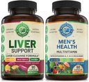 Liver Cleanse Detox Reference & Mens Daily Multivitamins Bundle(每个瓶子一个). 集体支持肝脏健康,整体健康,促进能源,Stamina和性能. 美国制造。