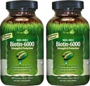 Irwin Naturals Biotin-6000-60 液态软胶,包2 - 支持强力和保护毛发和钉子 - 与Avocado Oil, Coconut Oil, Lutein & Zeaxanthin - 60 总服务