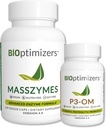 Bioptimers - P3-OM和MassZymes Bundle - Premium Digestive Enzymes and Probiotics for Men and Men - Doctor - Formulated (120 MassZymes Capsules, 60 P3-OM Capsules) (中文(简体) ).