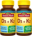 天然制维生素D3 K2,5000 IU(125 mcg) 维生素D,Bone,Teeth,Muscle和Immune健康支持的饮食补充,30 Softgel,30天供应-包2