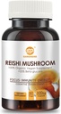 Reishi Mushroom Capsules,有机高级食品 配有 Reishi蘑菇粉 450mg, Reishi Shell-Broken Spores 270mg, Reishi Mushroom 提取 180mg for Longevity, Immune 健康
