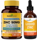 SANNDHHHERBALS 锌 50mg Capsules 捆绑液化锌滴 支持免疫和皮肤健康