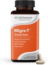 LifeSeasons Migra-T 配有 Relieve-R – Migraine 预防和救济补编 – 支持严重头痛 – 降低轻声和奥多灵敏度 – Feverfew, White Willow, Magnesium Ginger & CoQ10