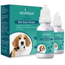 NOVEHA HDRPETTM 粉红眼滴给狗和猫 * 含2%氯化钠的人工眼泪,Relieves Corneal Edema & Pets干眼综合征,刺激动物眼睛-10mL(包2)
