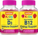 好耶 维生素D3 儿童+维生素B12 儿童,Gummys Bundle - 大品尝,维生素补充,Gluten Free,GMO Free,Chewable Gummy