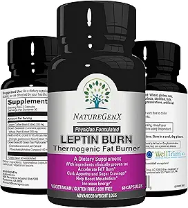 Leptin Burn - 热致性脂肪燃烧器, Appetite 抑制剂, 能量助推器和代谢器助推器 体重损失 - 快速对女性和男性有效的饮食药丸 - 60 Slim 药丸, Gluten Free