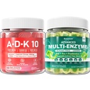 消化酶 Gummys 1000mg Chewable - Break Down Food Quickly, 90亿 CPU, Probiotic, Postbiotic, Prebiotic & Fiber Blend & Vitamin ADK Gummys + 镁锌钙补充