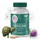 Choline Bitartrate 500MG - Premium Choline 补充 - Liver 支持补充 & Gallbladder 补充 - Colina Suplemento 500 mg Orgánica - 脑维生素促进记忆和聚焦 - 60 Choline Caps