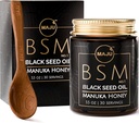 MAJU的3-in-1黑种子油,玛努卡蜂蜜和种子(传统样式) BSM 第1期, Sweet & Crunchy Herbal Blend, Nigella Sativa 油和种子,无伤风化 & Raw Monofloral Manuka Honey 新西兰
