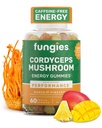 Fungies Cordyceps 蘑菇Gummys,Mango & Pineapple Flavor - 蘑菇草药补充Gummy 成人支持耐力,能量和性能 - 咖啡因-无能量Gummys - 60服务
